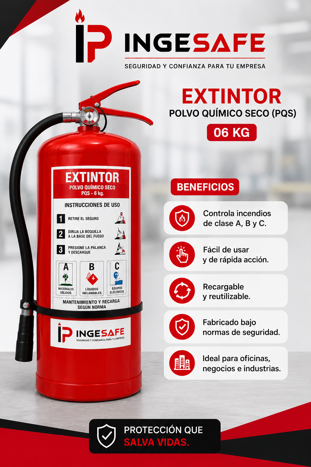 Extintor Polvo Químico Seco (PQS) 6 Kg