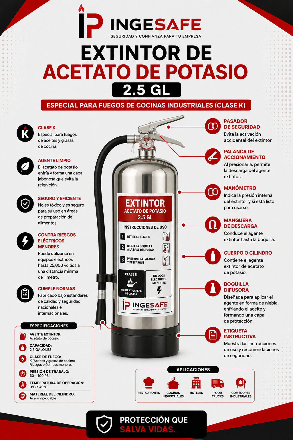 EXTINTOR DE ACETATO DE POTASIO 2.5 GL